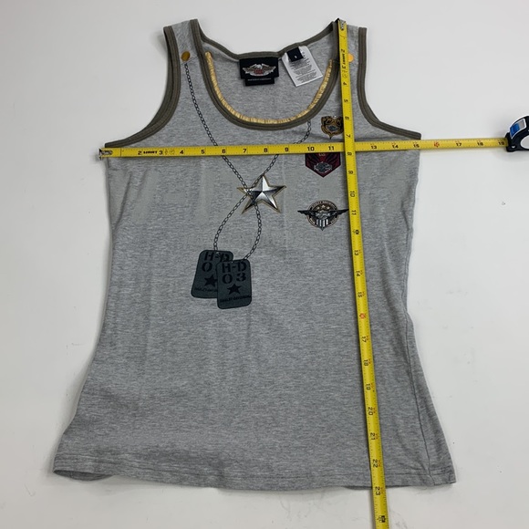Harley Davidson Tank top Size Small Gray Dog Tags design Ruffle collar - Picture 6 of 7